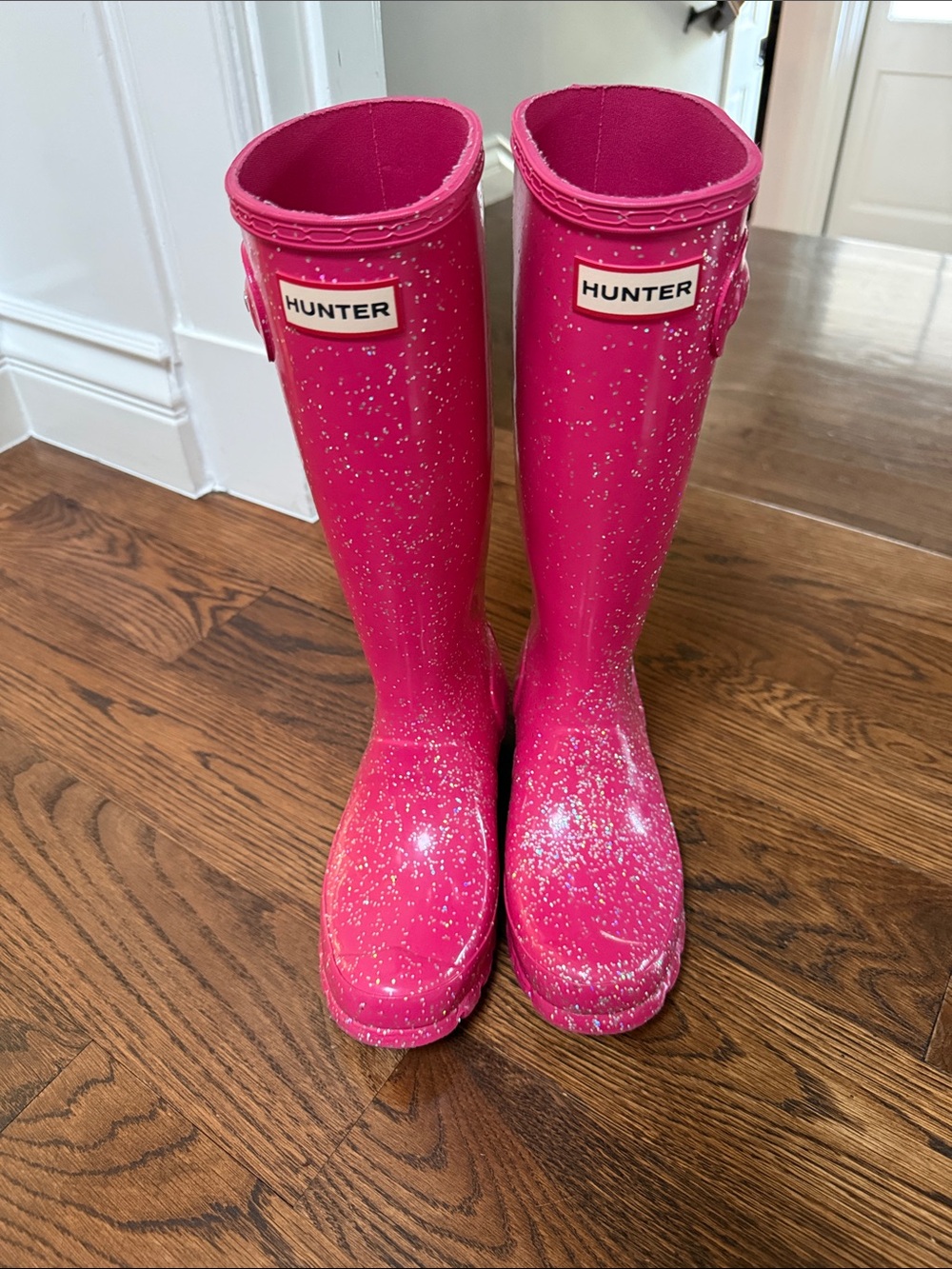 Hunter Kids Hot Pink Glitter Rain Boots